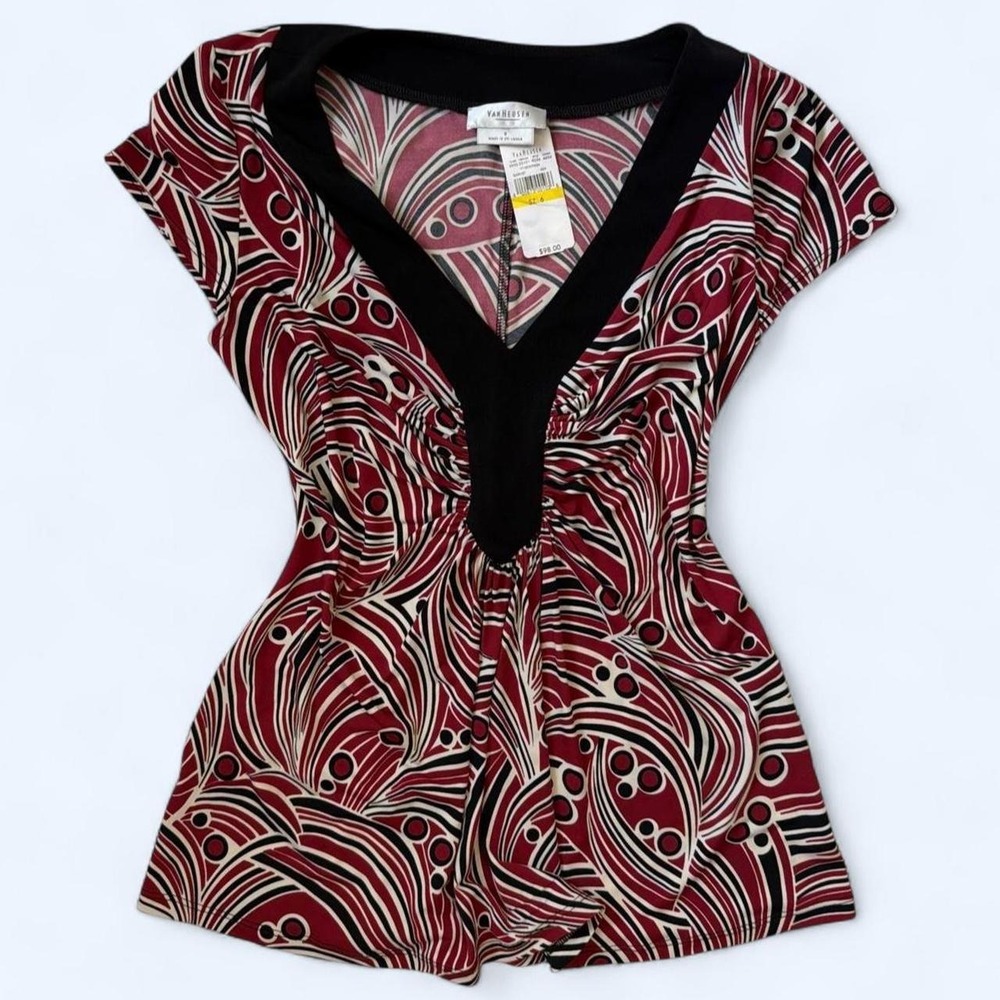 vintage deadstock VanHeusen brandnew Y2K multicolour abstract swirl w black trim